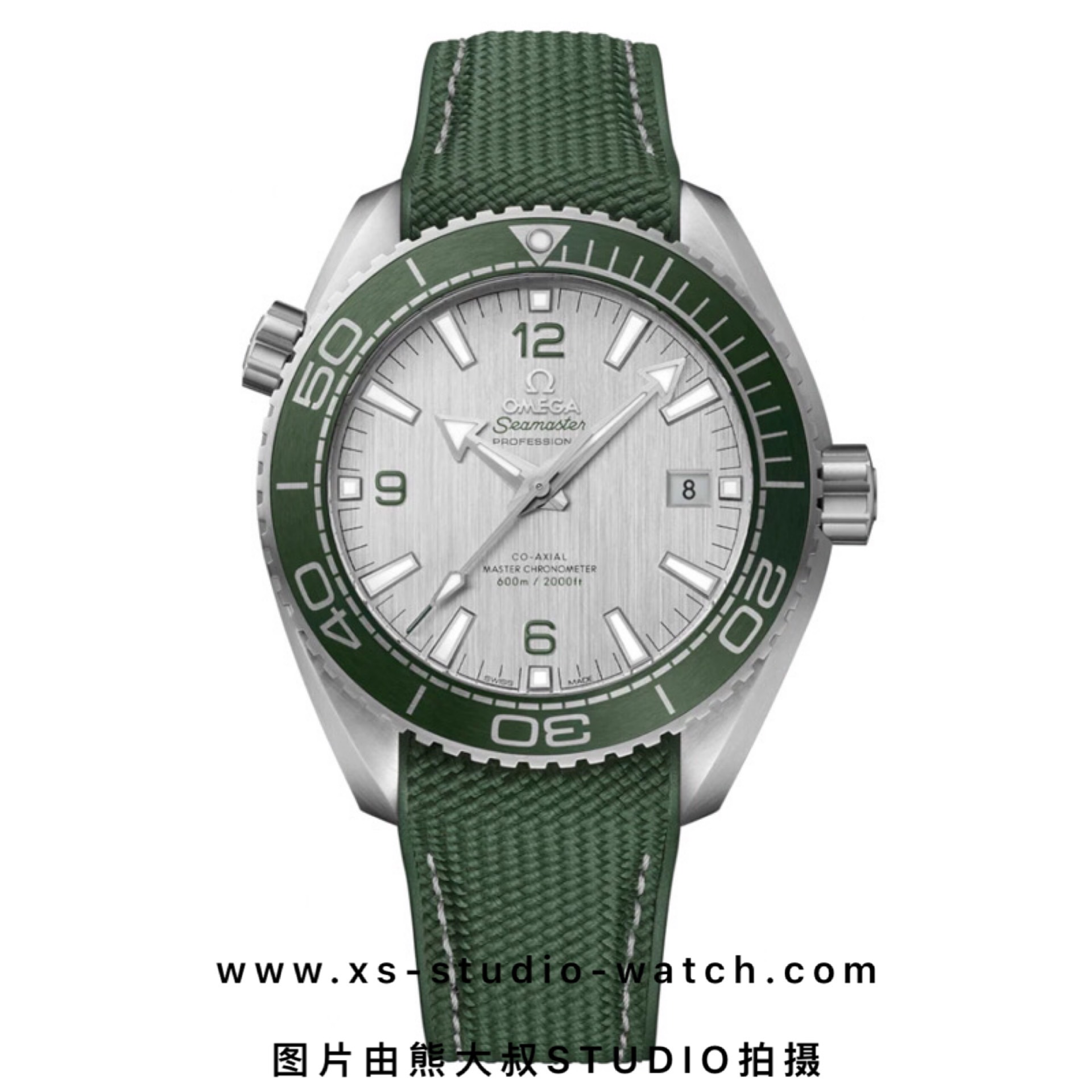 欧米茄 OMEGA SEAMASTER PLANET OCEAN 海马600M系列潜水表 低饱和度灰色金属纹盘 绿圈