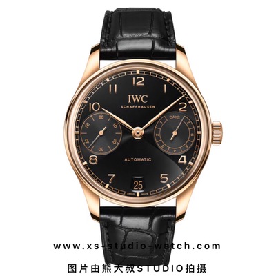 万国 IWC 葡萄牙系列七日链 玫瑰金黑盘 IW501707