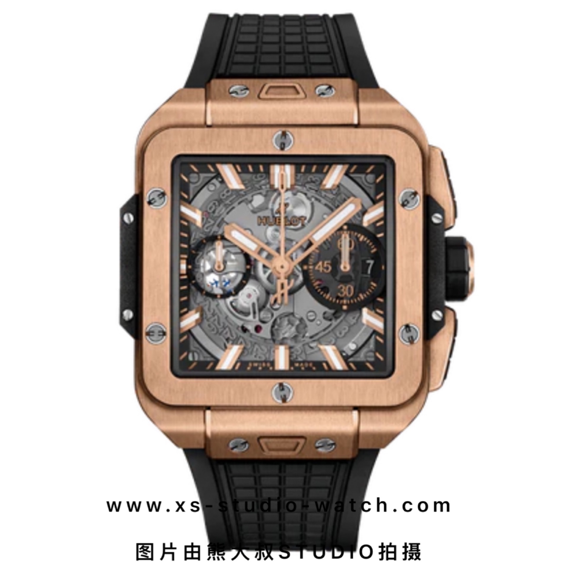 宇舶 HUBLOT 方形复古大爆炸 821.OX.0180.RX 玫瑰金黑盘