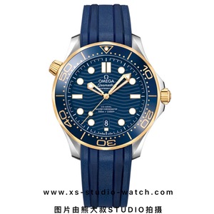 欧米茄 OMEGA SEAMASTER DIVER 海马300M系列潜水表 间黄金蓝盘胶带