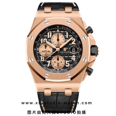 爱彼 皇家橡树离岸型计时腕表 AP26470OR.OO.A002CR.02 玫瑰金眼睛 皮带