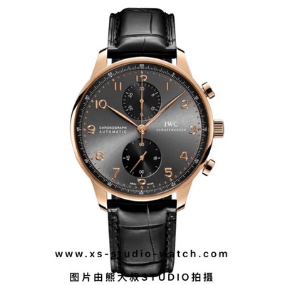 万国 IWC 葡萄牙系列计时款 玫瑰金深空灰盘 IW371482