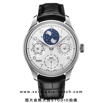 万国 IWC 葡萄牙系列万年历 白钢白盘蓝色月相 IW503406