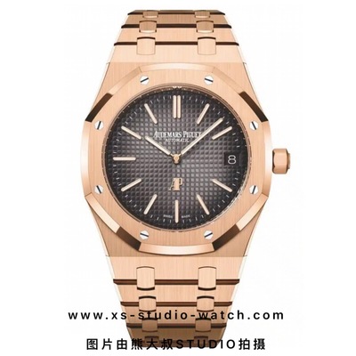 爱彼 皇家橡树超薄腕表 AP16202OR.OO.1240OR.01 玫瑰金烟熏棕