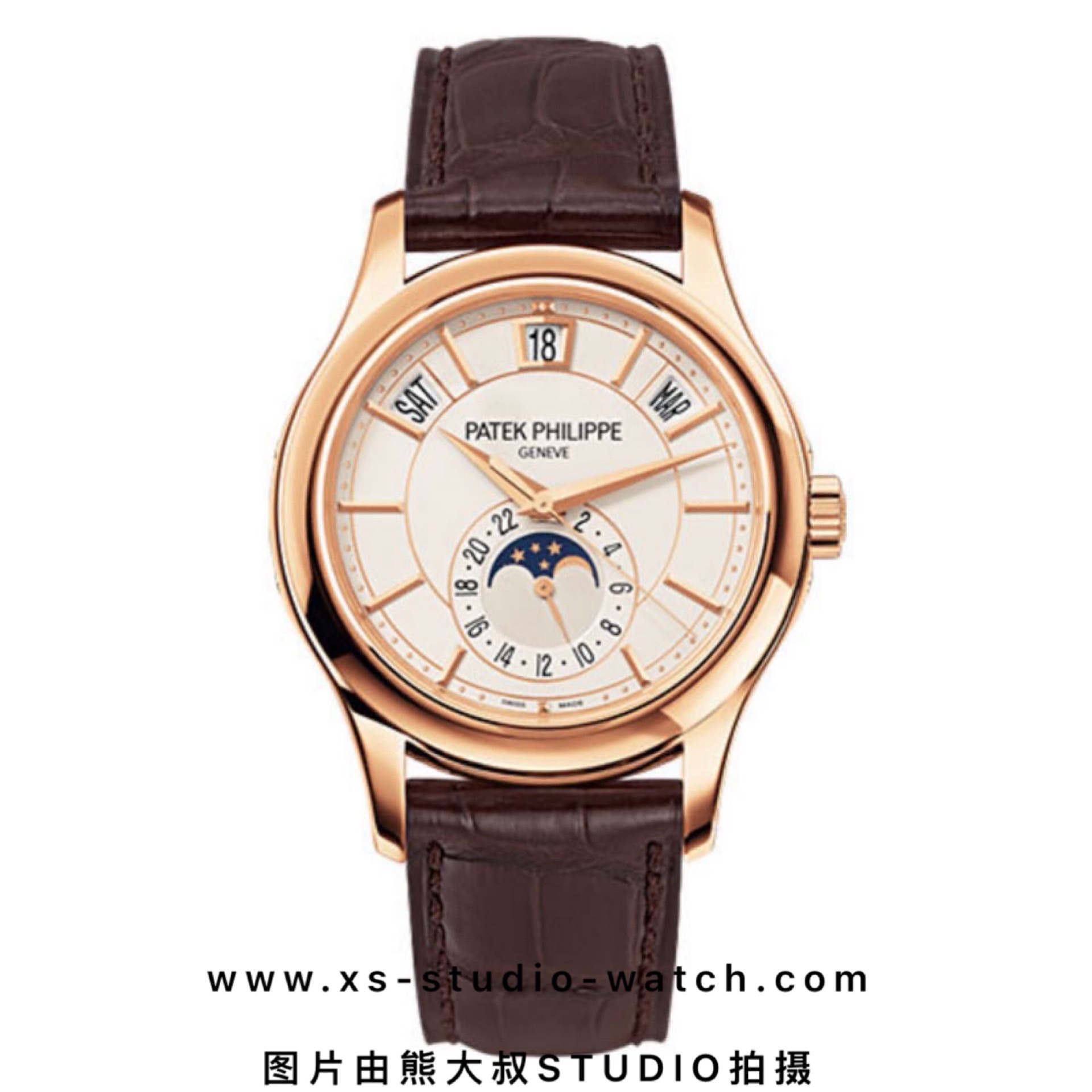 百达翡丽  Patek Philippe 复杂功能月相 PP5205R-001 白盘玫瑰金